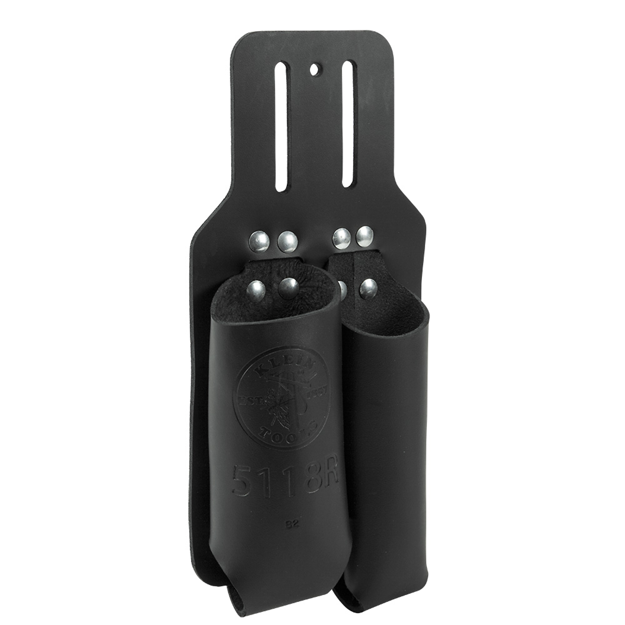 Klein Tools, Pliers and Rule Holder Slotted, Color Black, Pockets (qty.) 2 Material Leather, Model# 5118R
